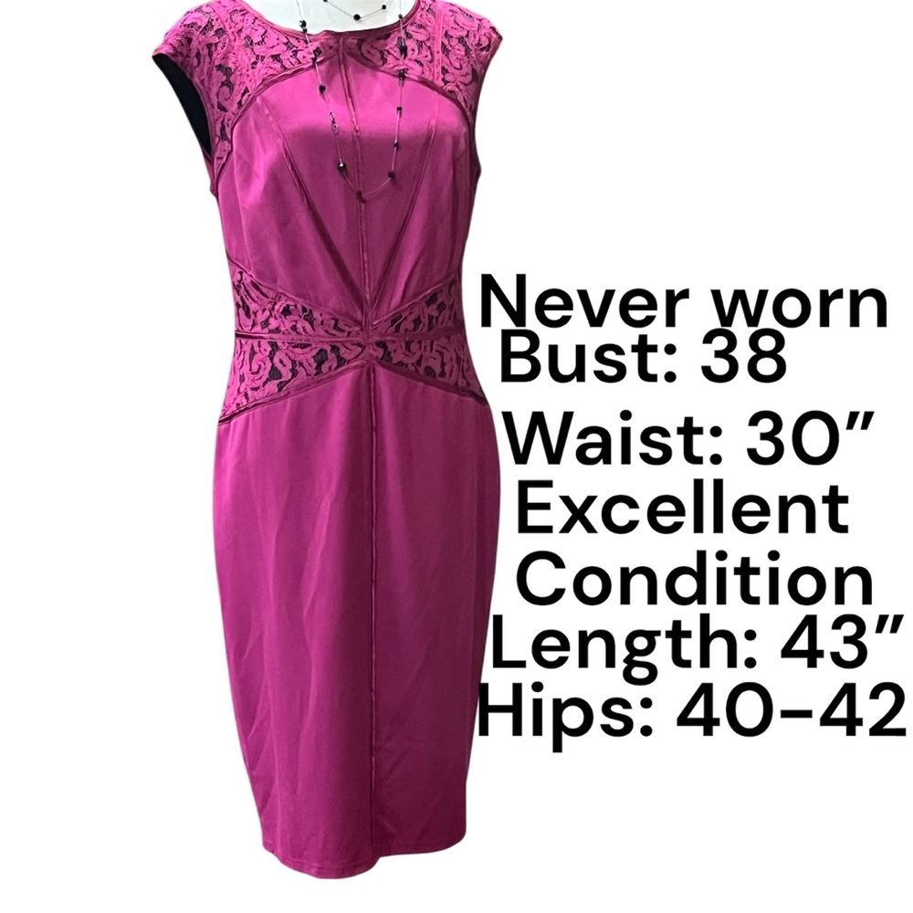 VENUS Fuchsia Lace Midi Dress